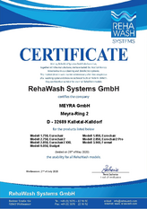 MEYRA - RehaWash Systems certificate