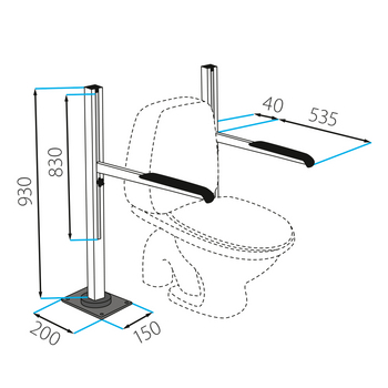 Toilet support frame, floor-mounted