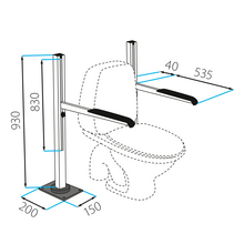 Toilet support frame, floor-mounted