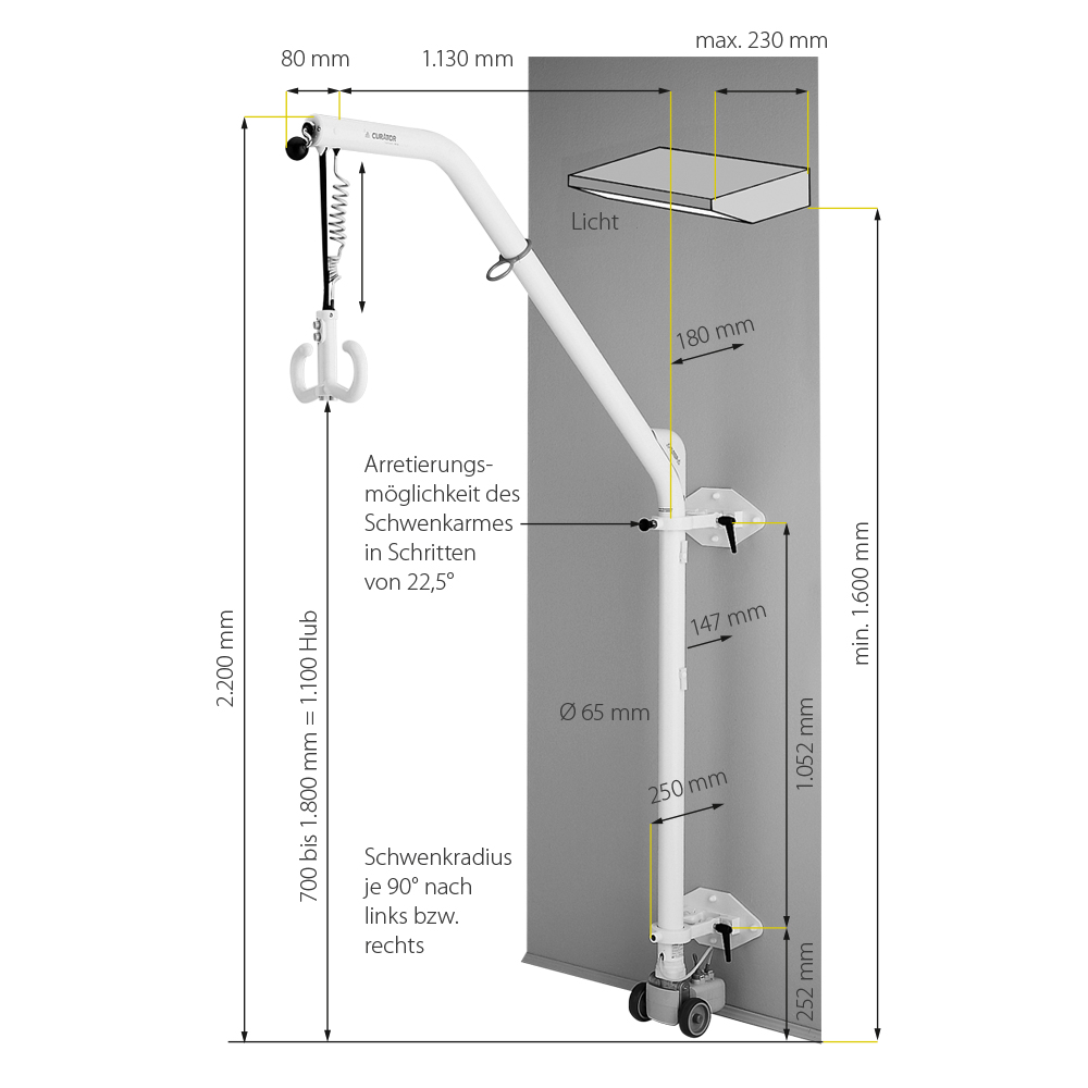 Curator wall lifting device